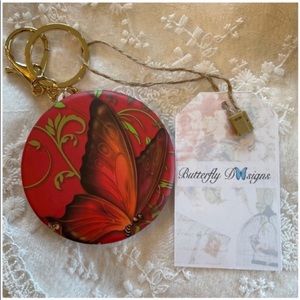 NEW Boho Butterfly Whimsical Pocket Mirror Keychain By Butterfly Design’s